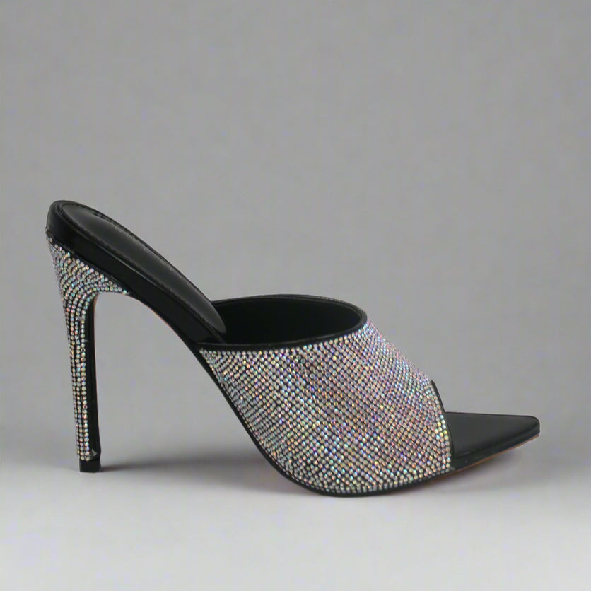 Silver Sparkle Mules & Evening Bag
