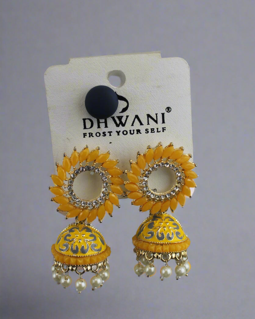 Sunflower Yellow Jhumka Earrings