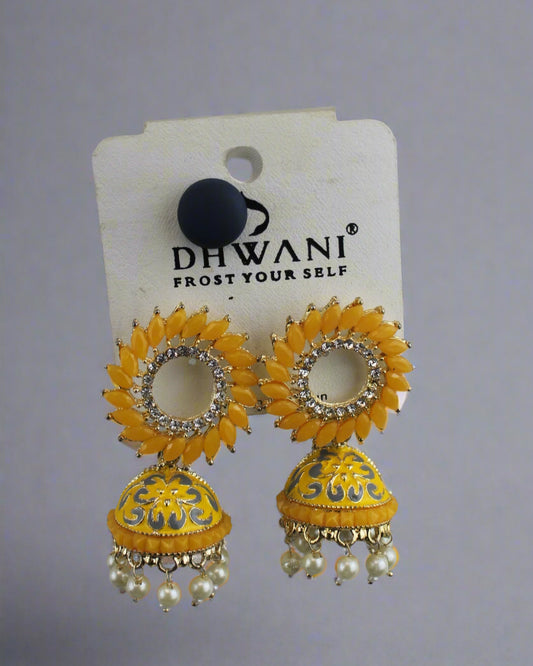 Sunflower Yellow Jhumka Earrings